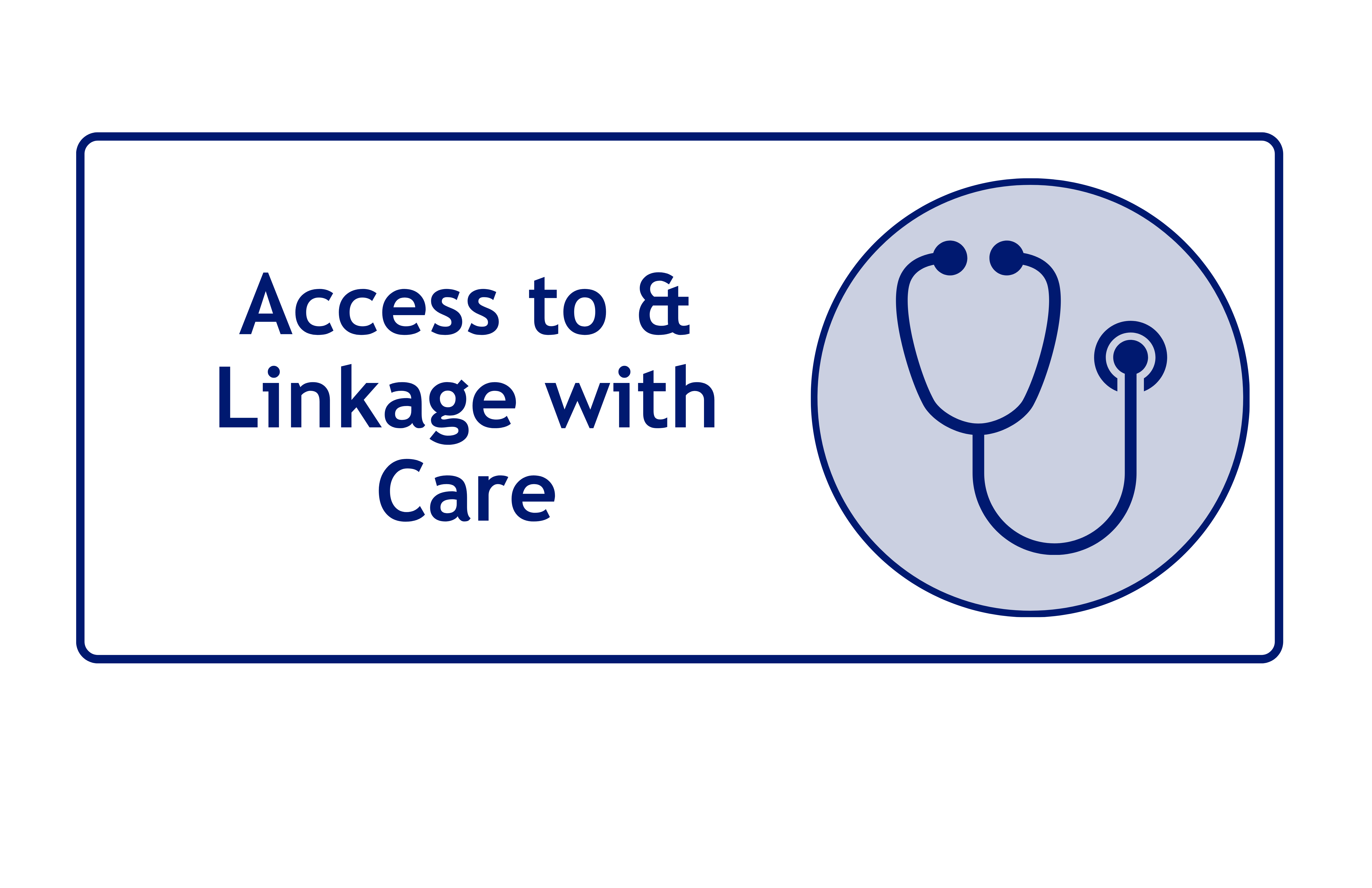 Icon of a stethoscope indicating the access to and linkage with care foundational service