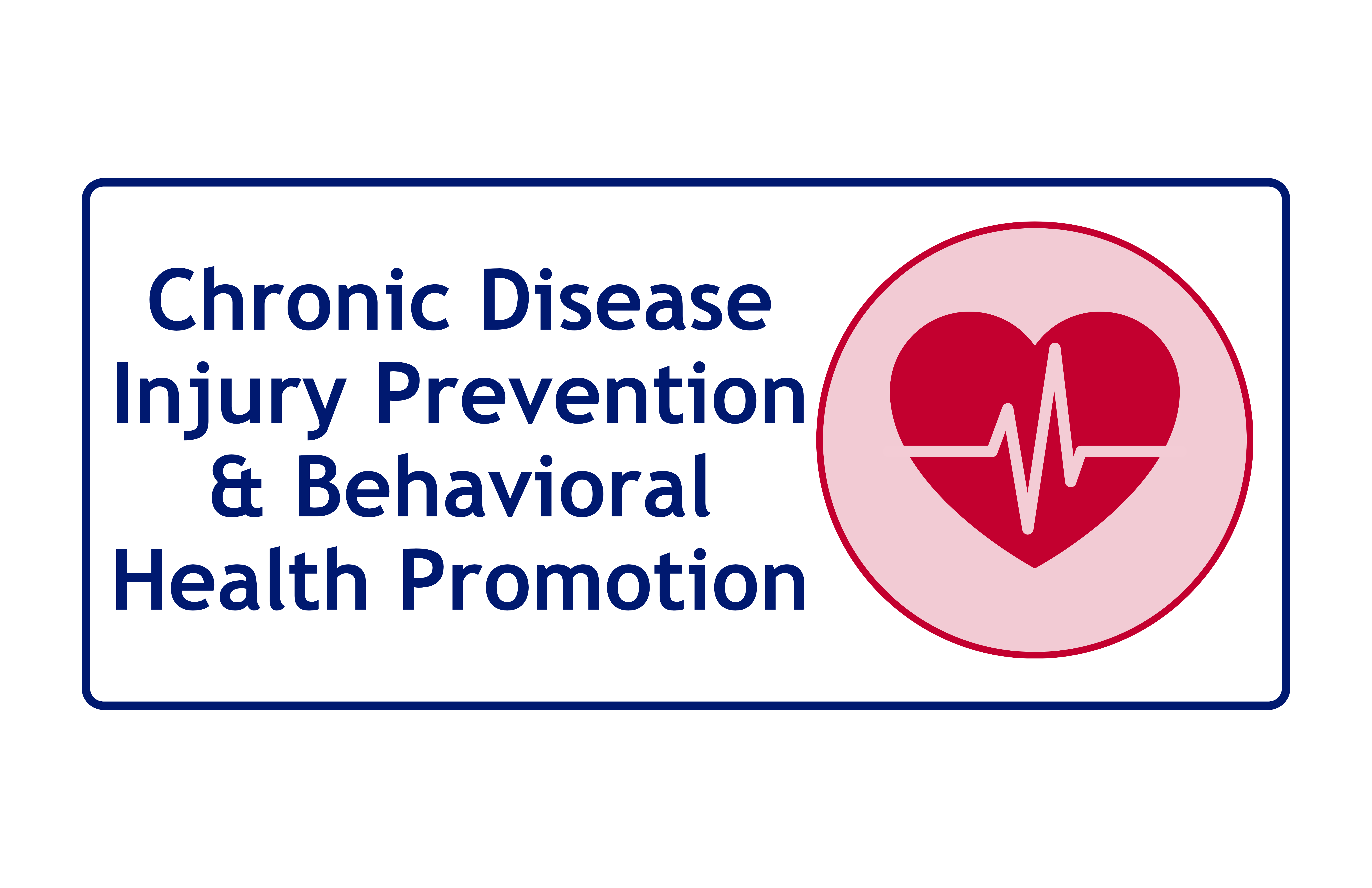 Icon of a heart with a heartbeat line indicating the chronic disease, injury prevention, and behavioral health promotion foundational service