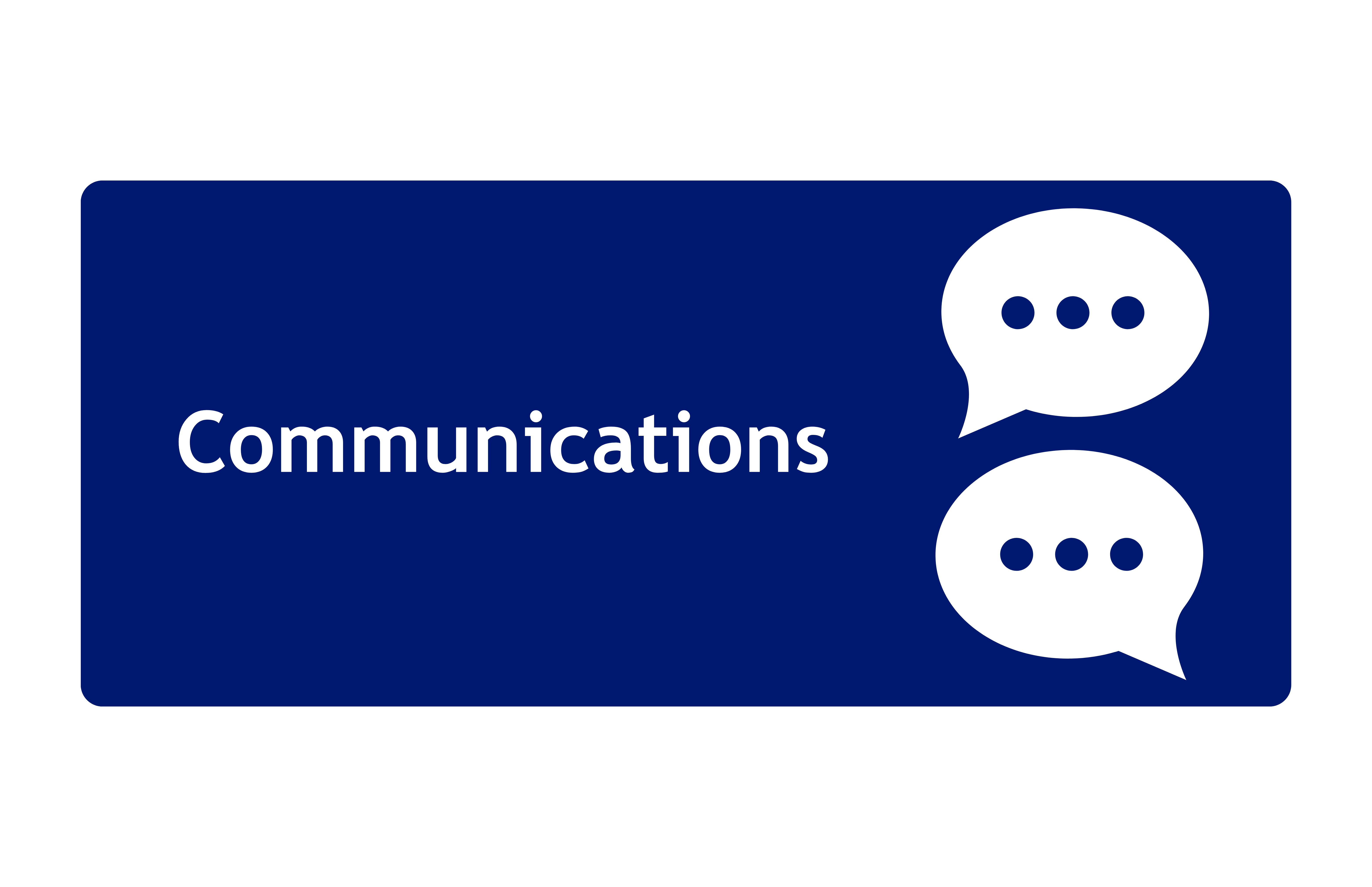 Icon of two text bubbles indicating the communications foundational capability