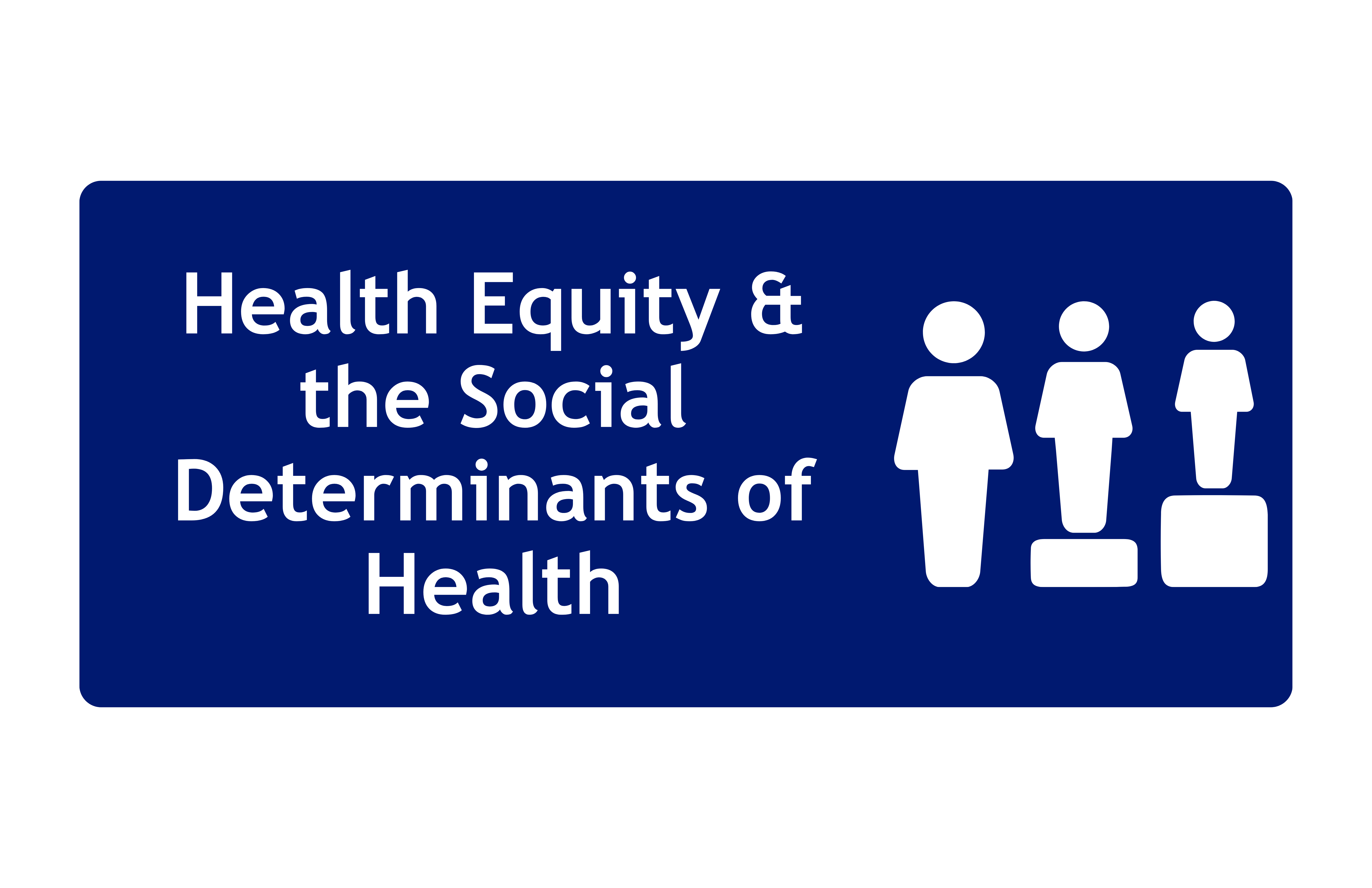 Icon of three people of different heights standing on pedestals indicating the health equity and social determinants of health foundational capability