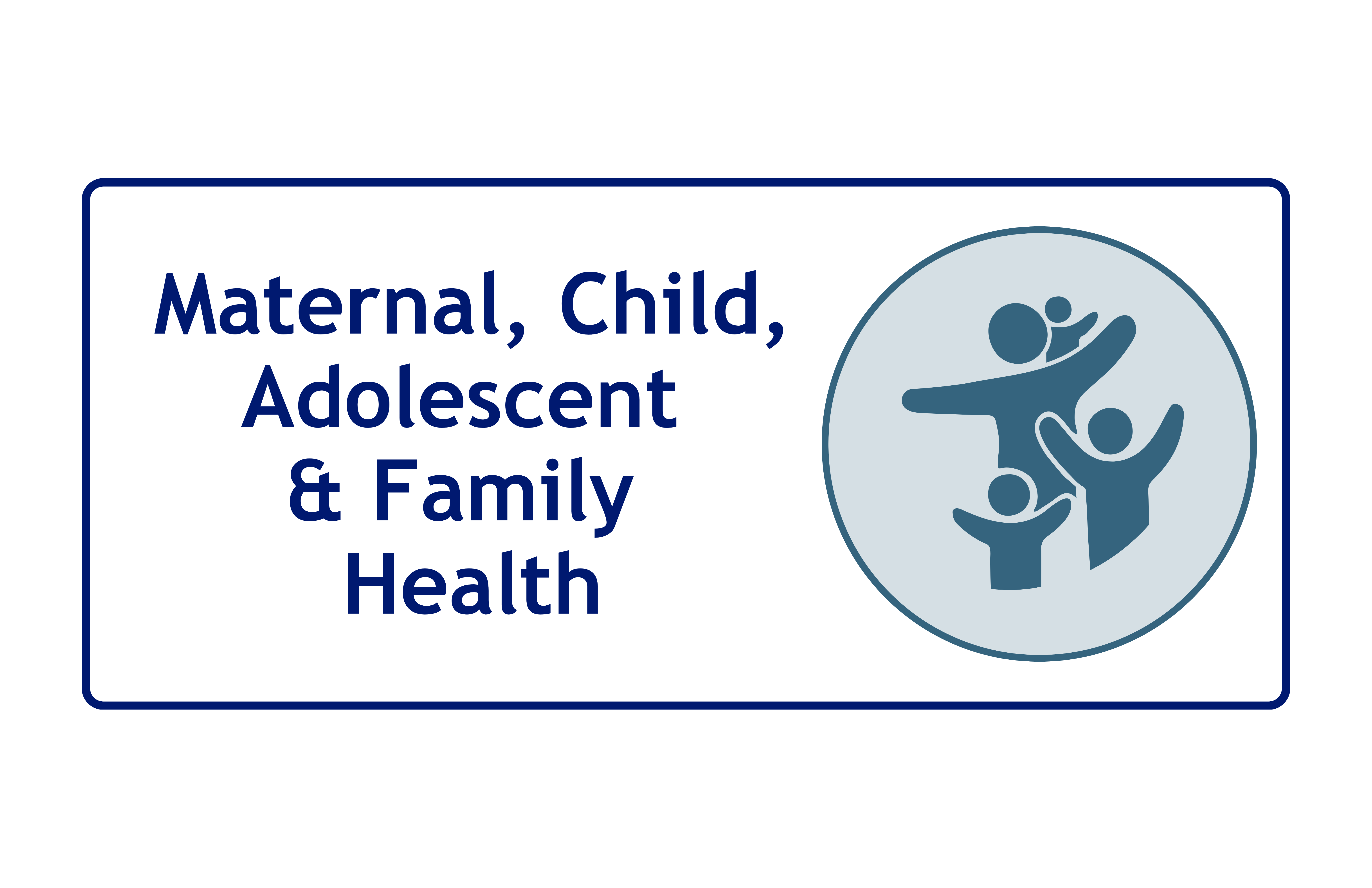 Icon of four people representing a family indicating the maternal, child, adolescent and family health foundational service