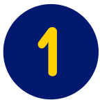 Yellow number one in a blue circle