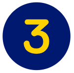 Yellow number three in a blue circle